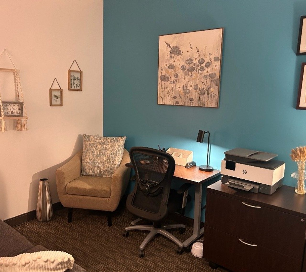 A cozy corner of the Beauty for Ashes counseling office