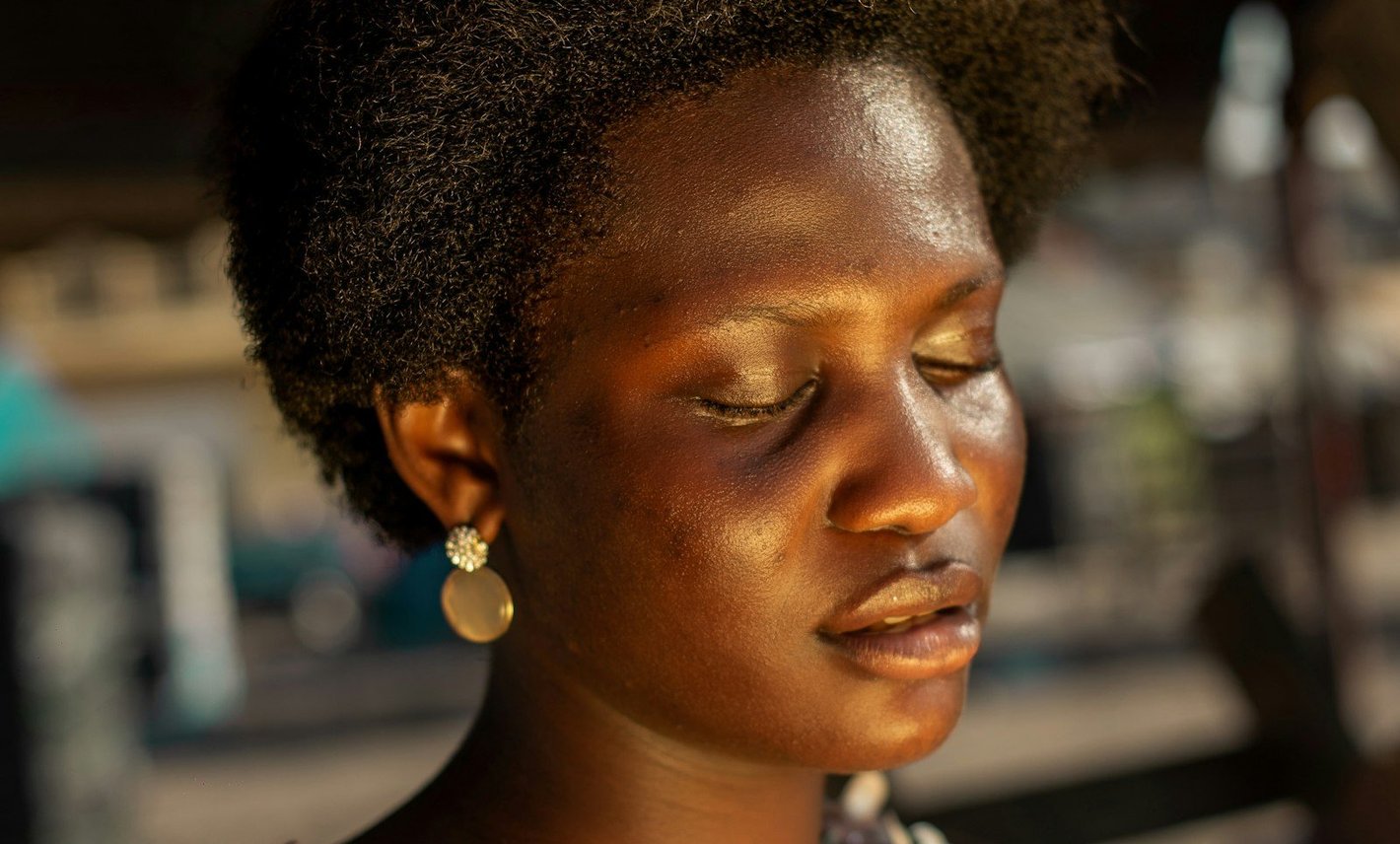 Person looking peaceful and reflective during EMDR therapy